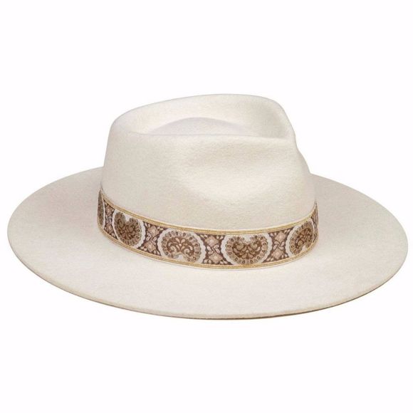 LACK OF COLOR LOC THE BEVERLY FEDORA BONE IVORY BROWN FRENCH VINTAGE RIBBON NWT - Picture 14 of 15